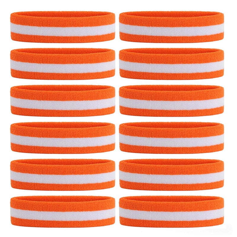 ONUPGO Sweatband Headbands for Men & Women -12PCS Sports Headbands Moisture Wicking Athletic Cotton Terry Cloth Head Band 7.88" x 2.16" - Image 1